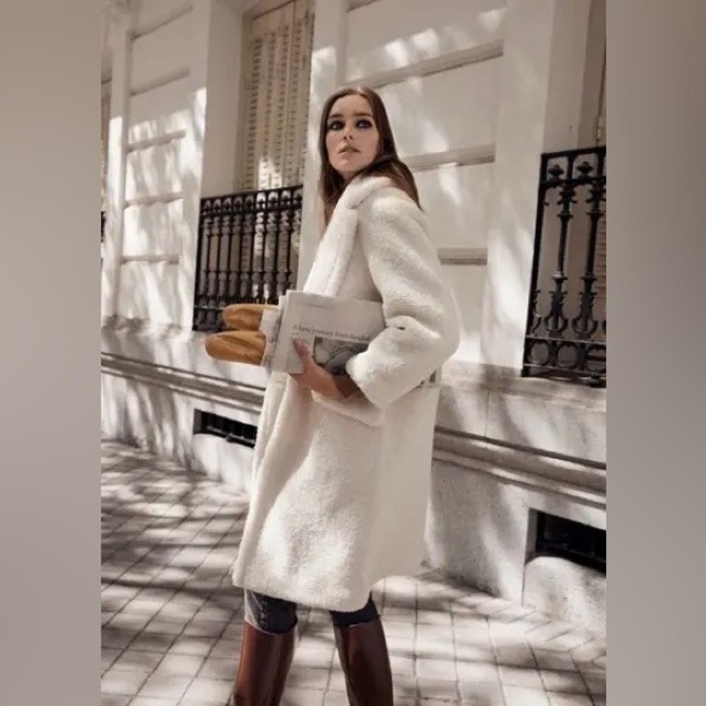 Mango Off-White Teddy Jacket